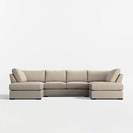 Axis Classic 3-Piece U-Shaped Sectional Sofa with Double Corner Bumper