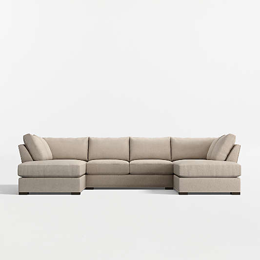 Axis Classic 3-Piece U-Shaped Sectional Sofa with Double Corner Bumper