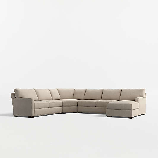 Axis Classic 4-Piece L-Shaped Wedge Sectional Sofa with Chaise Lounge