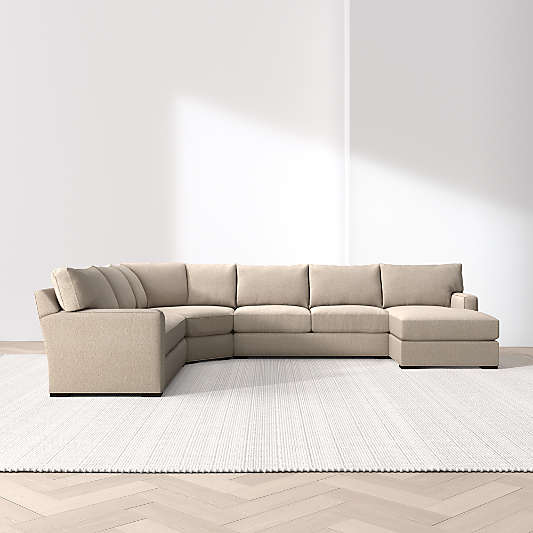 Axis Classic 4-Piece L-Shaped Wedge Sectional Sofa with Chaise Lounge