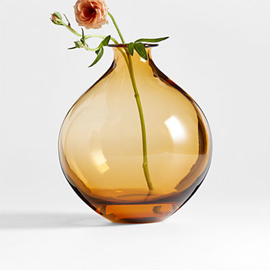 View Zeri Amber Glass Vase 10" details