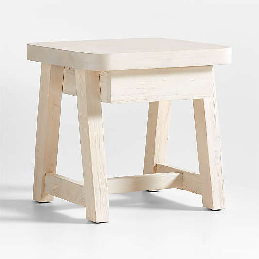 Aya Whitewash Pine Wood Square End Table with Storage by Leanne Ford