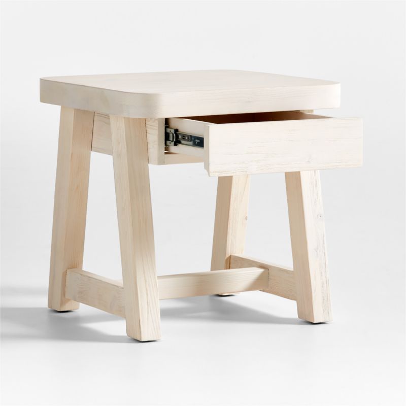 Aya Whitewash Pine Wood Square End Table with Storage by Leanne Ford - image 2 of 7