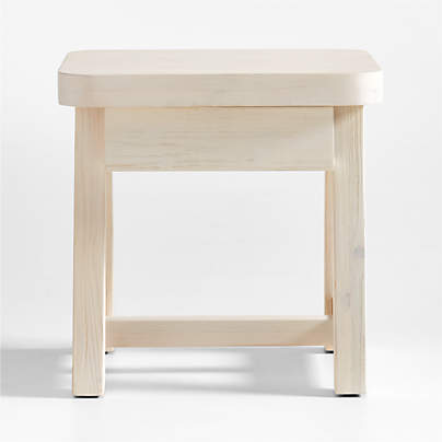 Aya Whitewash Pine Wood Square End Table with Storage by Leanne Ford