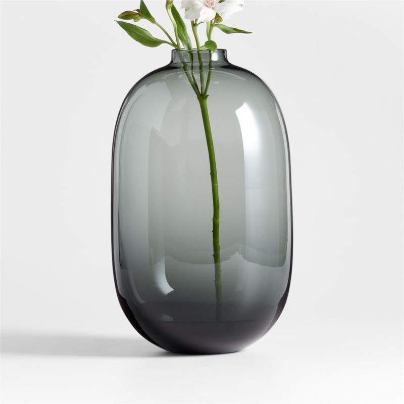 Zeri Smoke Grey Glass Vase 13" - image 0 of 11