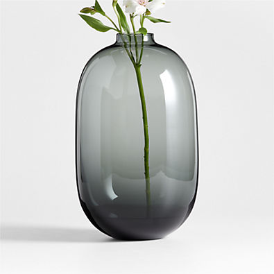 View Zeri Smoke Grey Glass Vase 13" details