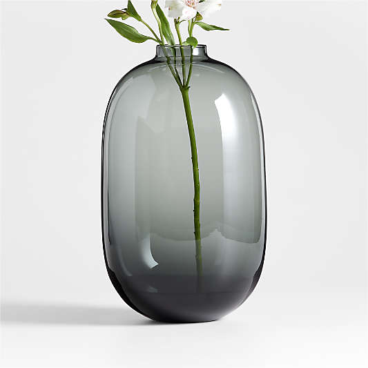 Zeri Smoke Grey Glass Vase 13"