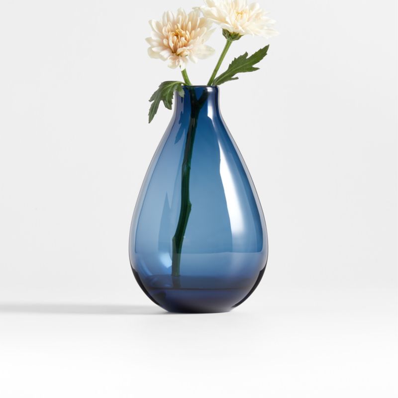 Aya Small Night Blue Glass Vase 7" + Reviews | Crate & Barrel