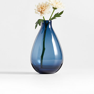 View Zeri Small Night Blue Glass Vase 7" details