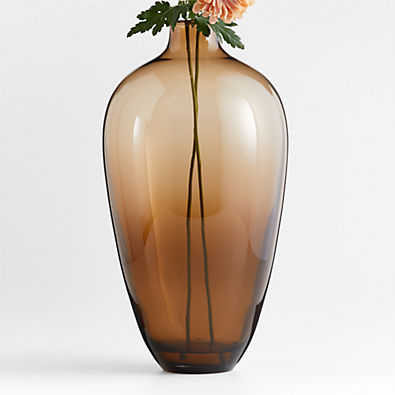 View Zeri Tall Smoke Brown Glass Vase 20" details