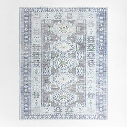 Azar Blue Washable Area Rug 4'x6'