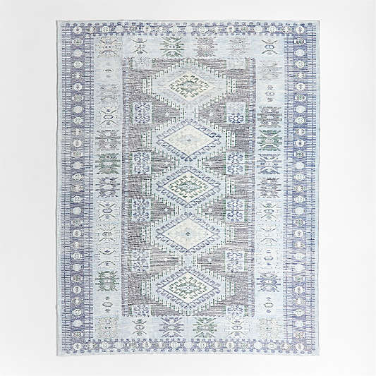 Azar Blue Washable Area Rug 5'x8'