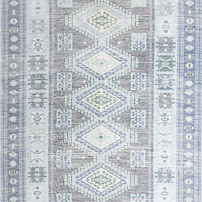 Azar Blue Washable Kids 12"x18" Rug Swatch