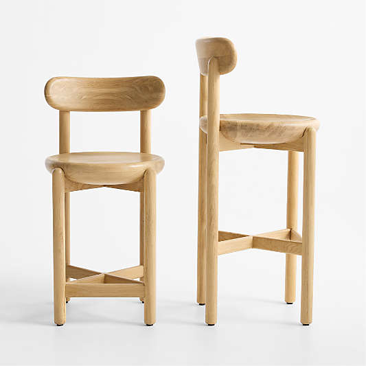 Amapa Natural Oak Wood Stools