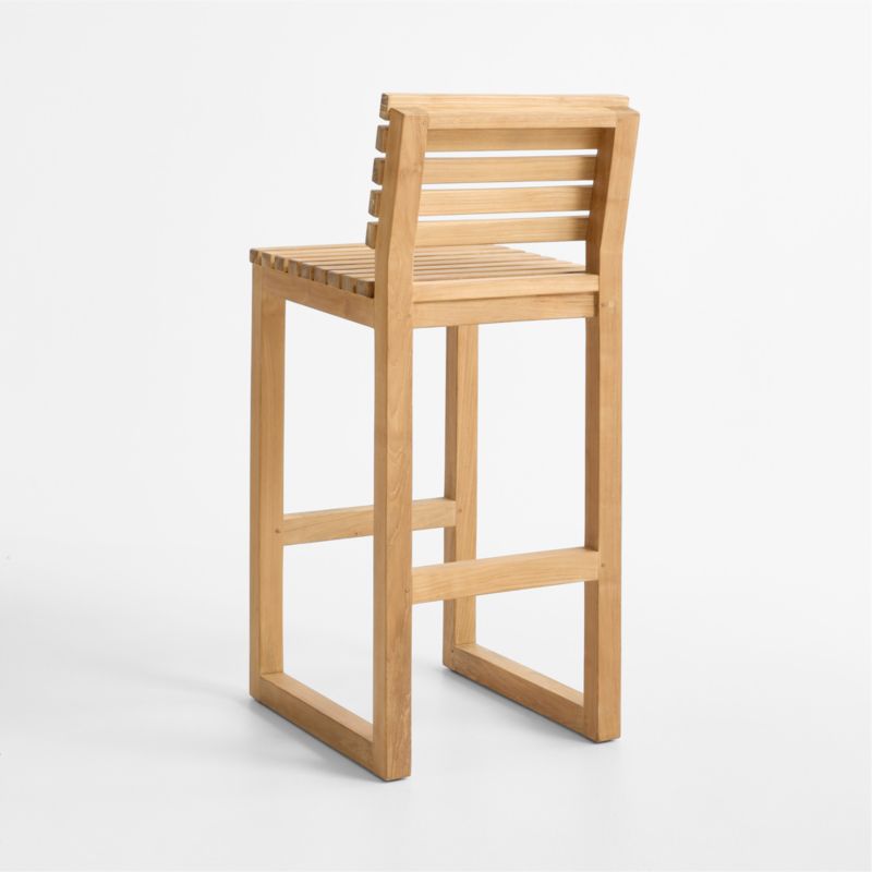 Batten Natural Teak Outdoor Bar Stool - image 4 of 6