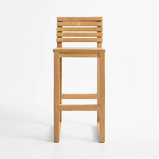 Batten Natural Teak Outdoor Bar Stool