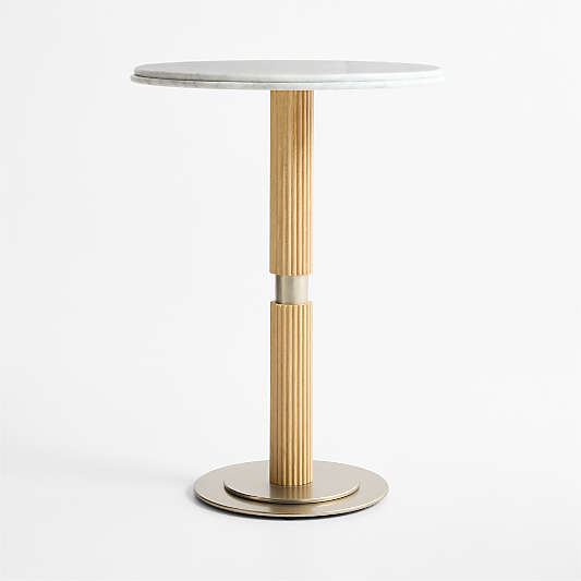 Chelsea 30" Round Marble & Oak Wood Bar Table