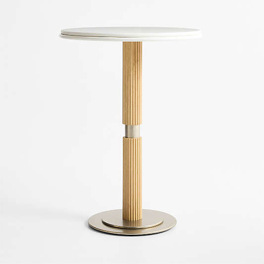 Chelsea 30" Round Quartz & Oak Wood Bar Table