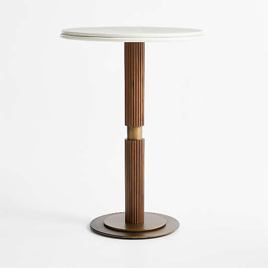 Chelsea 30" Round Quartz & Walnut Wood Bar Table