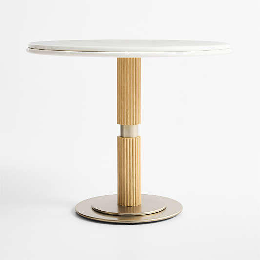 Chelsea 36" Carrara Marble & Oak Wood Round Bistro Dining Table