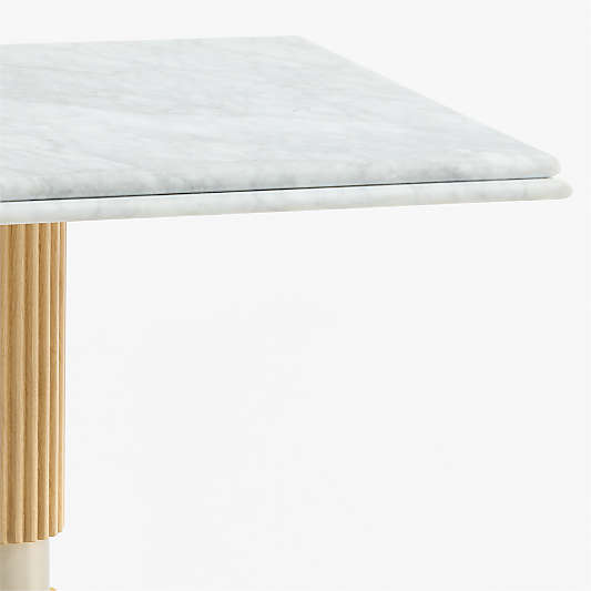 Chelsea 24" Carrara Marble & Oak Wood Bistro Dining Table