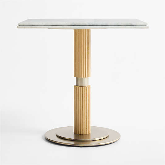 Chelsea 24" Carrara Marble & Oak Wood Bistro Dining Table