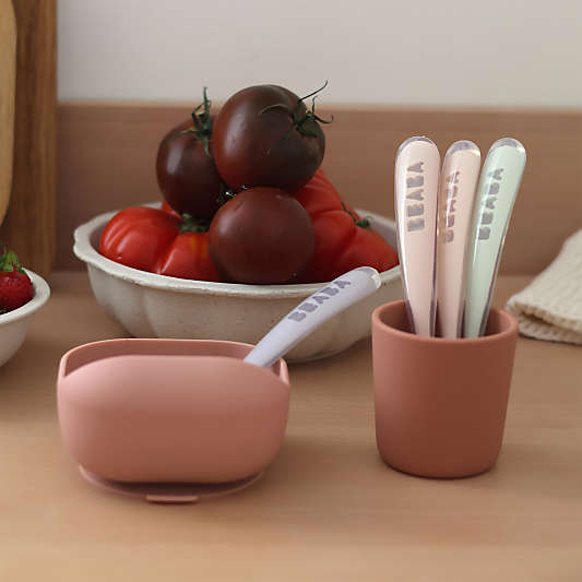 Beaba Cotton Candy Set of 4 First Foods Silicone Baby Spoons