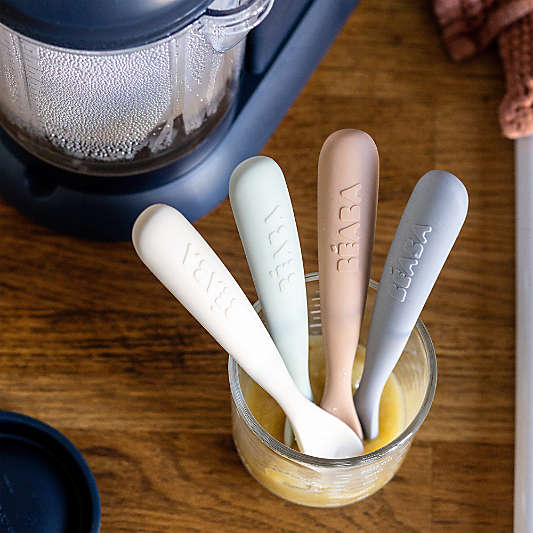 Beaba Natural Set of 4 First Foods Silicone Baby Spoons