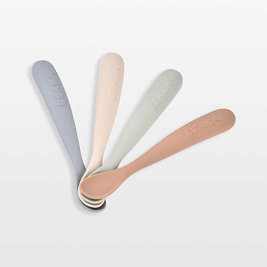 Beaba Natural Set of 4 First Foods Silicone Baby Spoons