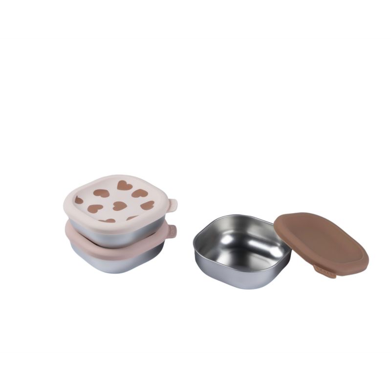 BEABA Neutral Print Microwave-Safe Stainless Steel Baby Bowl Set with Lids - image 7 of 8