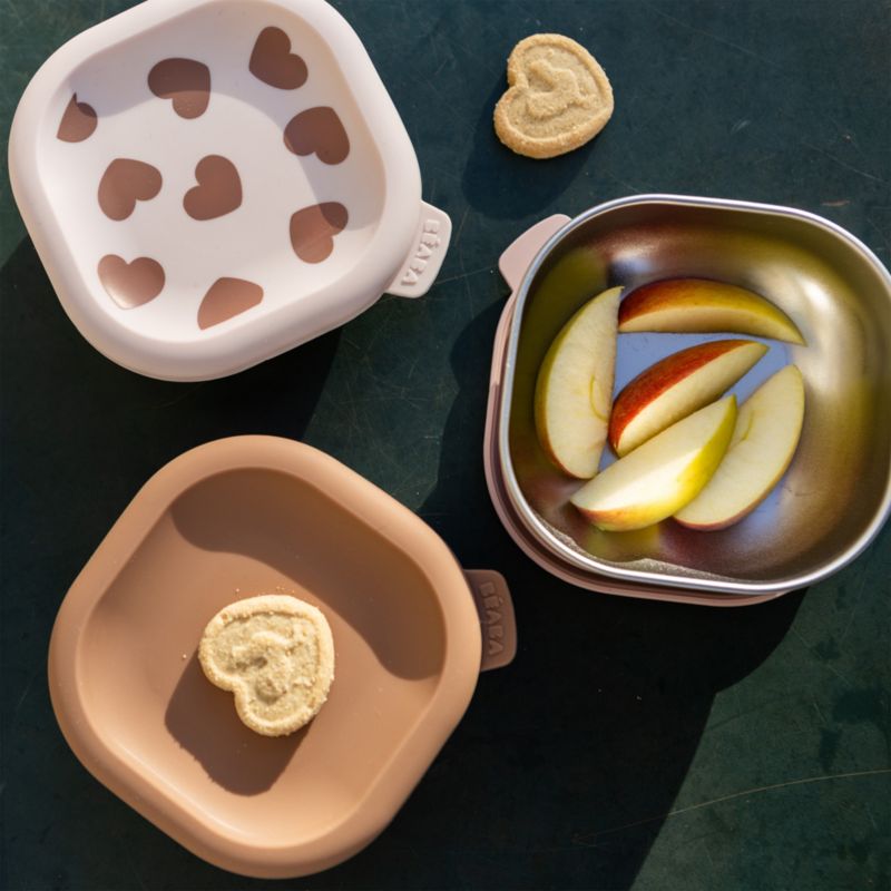 BEABA Neutral Print Microwave-Safe Stainless Steel Baby Bowl Set with Lids - image 4 of 8