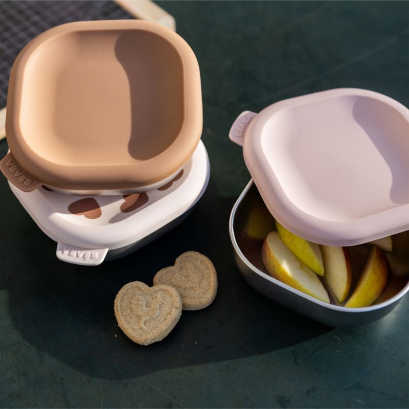 BEABA Neutral Print Microwave-Safe Stainless Steel Baby Bowl Set with Lids - image 5 of 8
