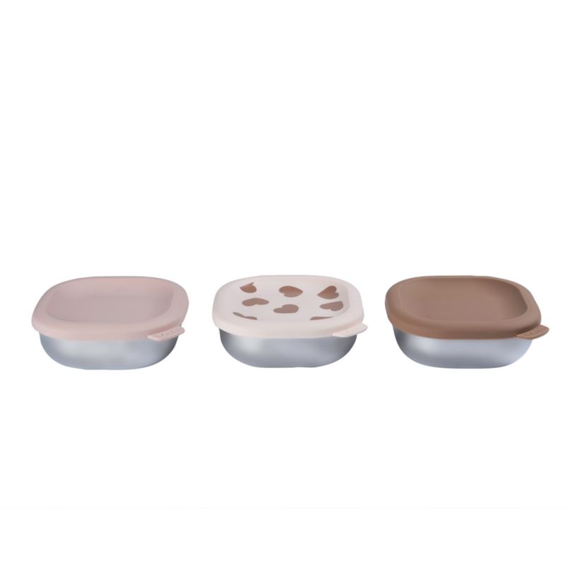 BEABA Neutral Print Microwave-Safe Stainless Steel Baby Bowl Set with Lids - image 6 of 8