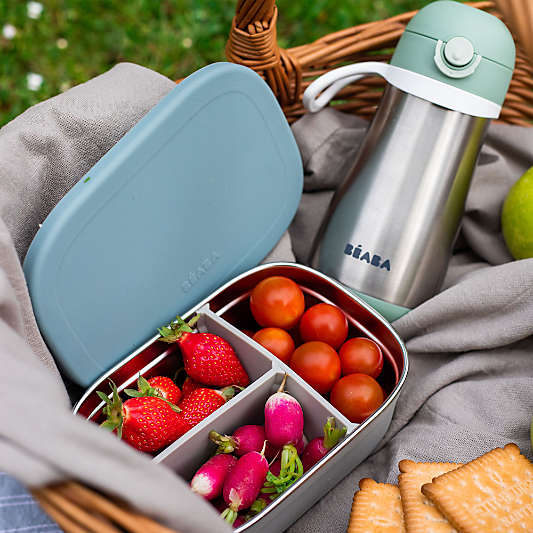 BEABA Blue Stainless Steel Triple Compartment Lunch Container