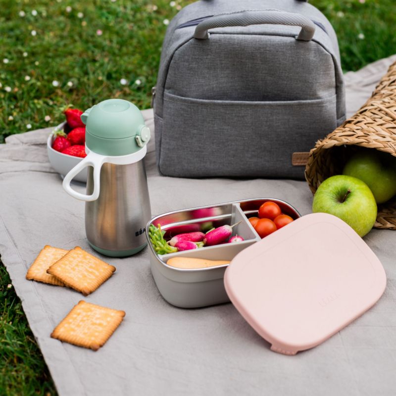 BEABA Pink Stainless Steel Triple Compartment Lunch Container - image 2 of 6