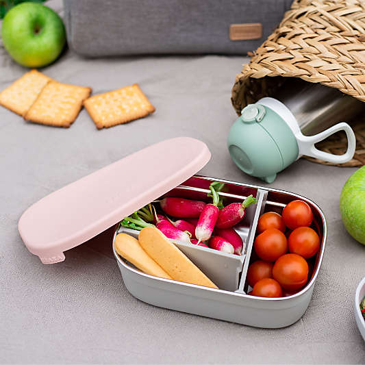 BEABA Pink Stainless Steel Triple Compartment Lunch Container