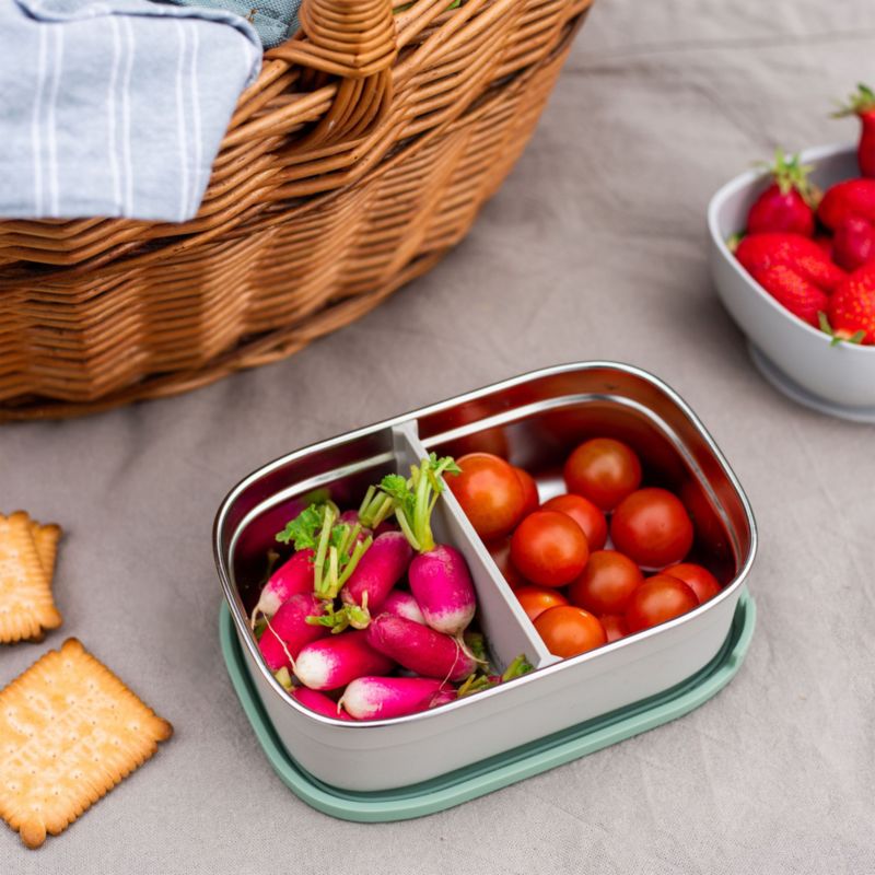 BEABA Green Stainless Steel Triple Compartment Lunch Container - image 1 of 6