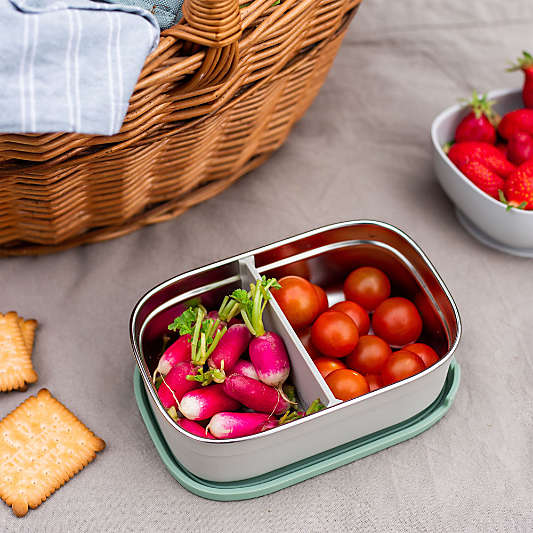 BEABA Green Stainless Steel Triple Compartment Lunch Container