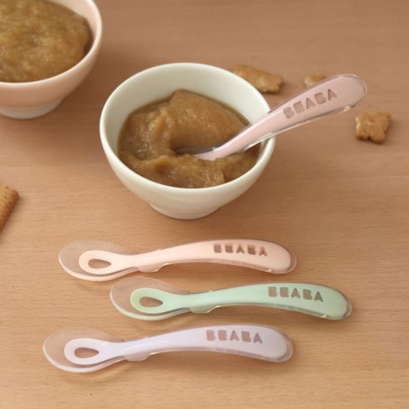 Beaba Cotton Candy Set of 4 Self Feeding Silicone Baby Spoons - image 1 of 2