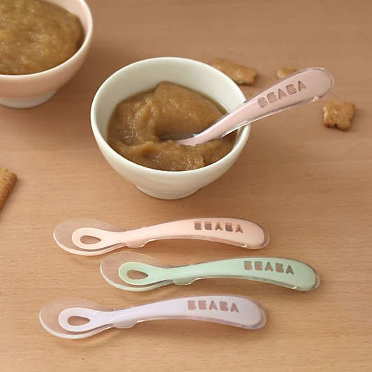 Beaba Cotton Candy Set of 4 Self Feeding Silicone Baby Spoons