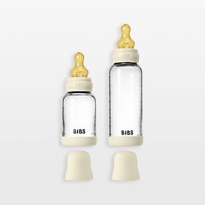 BIBS 4-Oz. and 8-Oz. Ivory Glass Baby Bottle with Latex Nipple