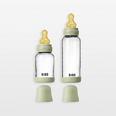 View BIBS 4-Oz. and 8-Oz. Sage Glass Baby Bottle with Latex Nipple details