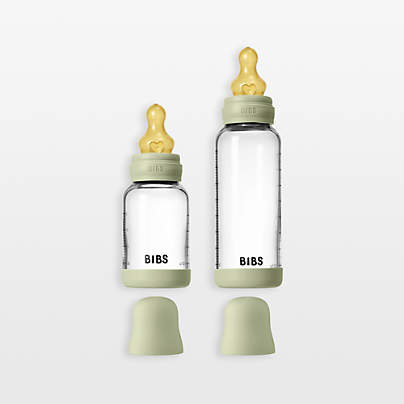 BIBS 4-Oz. and 8-Oz. Sage Glass Baby Bottle with Latex Nipple
