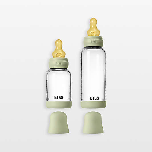 BIBS 4-Oz. and 8-Oz. Sage Glass Baby Bottle with Latex Nipple