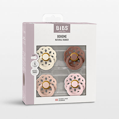 View BIBS Boheme Pink-Hued Size 1 Latex Pacifiers, Set of 4 details