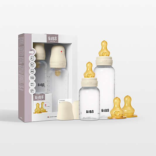 BIBS Grow and Flow Ivory White Latex Bottle 5oz/9oz Set of 2
