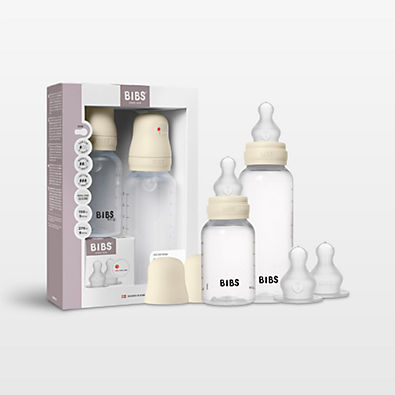 View BIBS Grow and Flow Ivory White Silicone Bottle 5oz/9oz Set of 2 details
