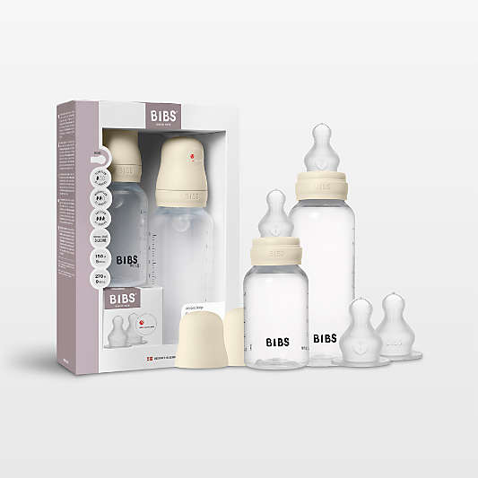 BIBS Grow and Flow Ivory White Silicone Bottle 5oz/9oz Set of 2