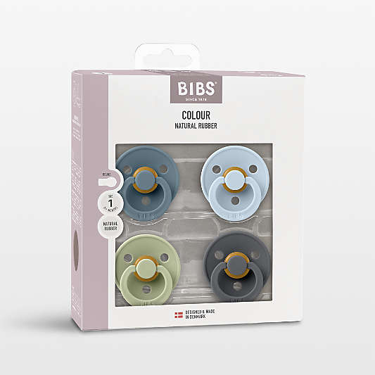 BIBS Colour Blue-Hued Size 1 Latex Pacifiers, Set of 4