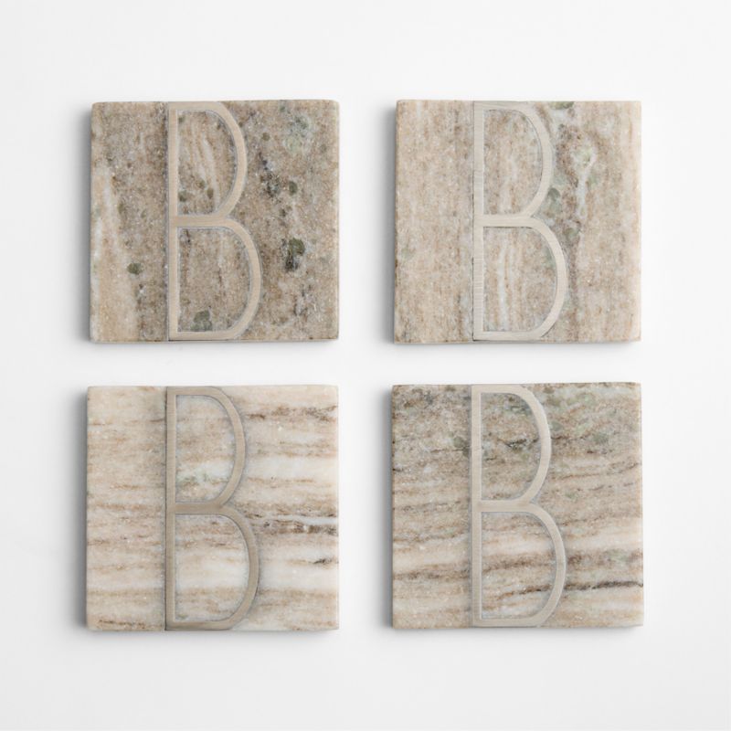 Tuscan Kitchen Marble "B" Monogram Coasters, Set of 4 - image 3 of 4